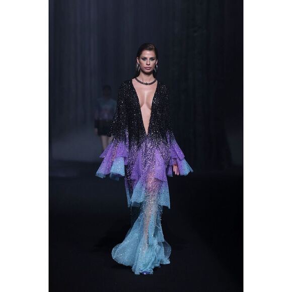 Elegant Black and Purple Maxi Dress - Picture 2 of 16